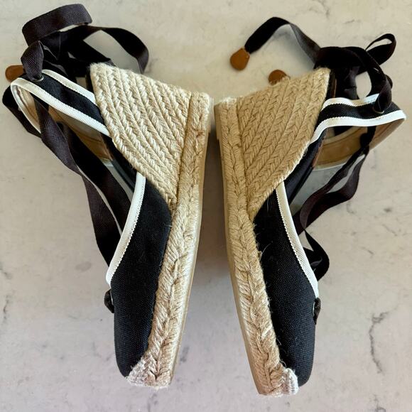 J.Crew Carolyn Espadrilles Wedge Chocolate Brown Lace Up Size 7 - Picture 3 of 5